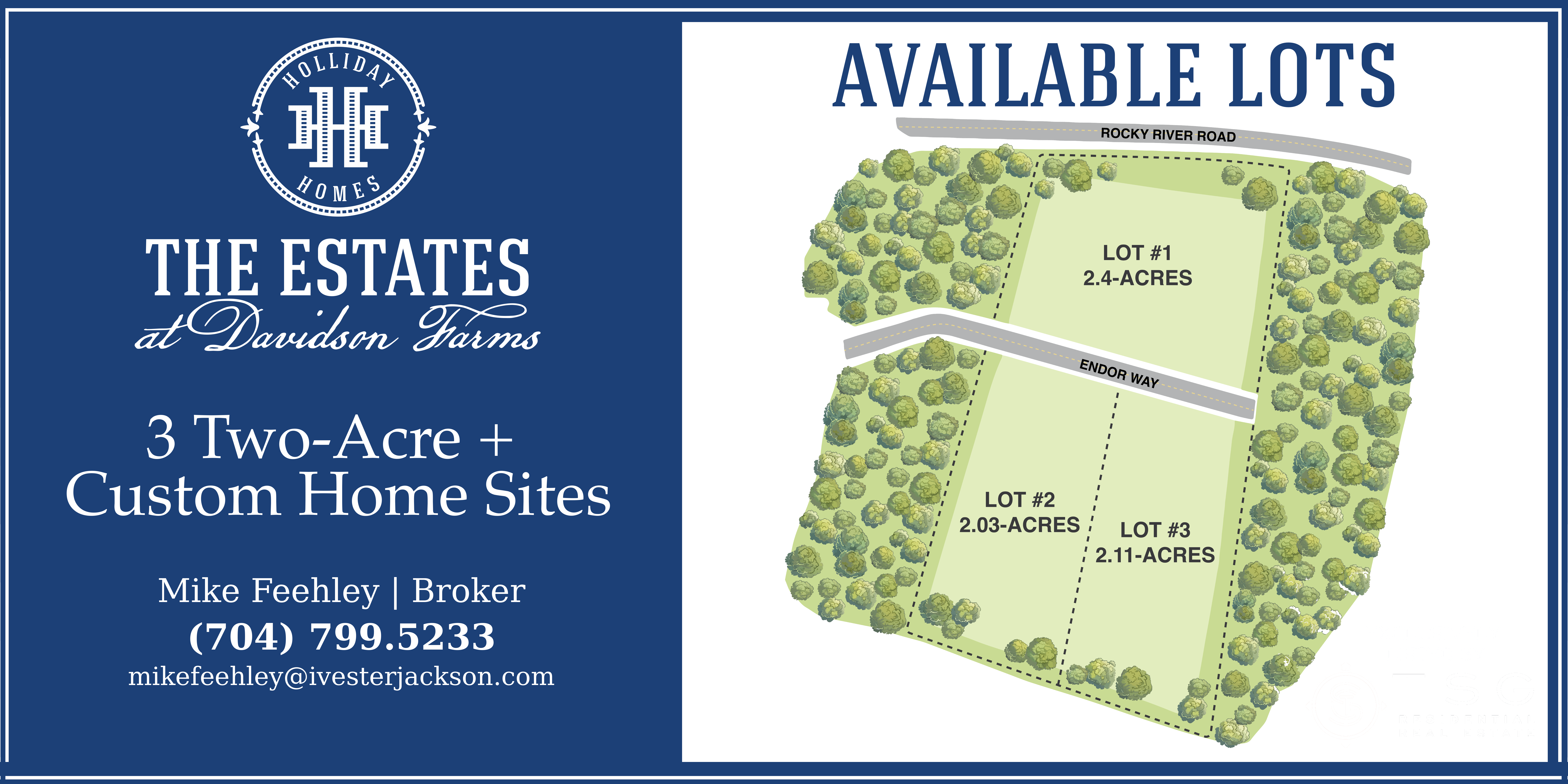 Site plan showing Lot 1, 2, and 3 at The Estates at Davidson Farms